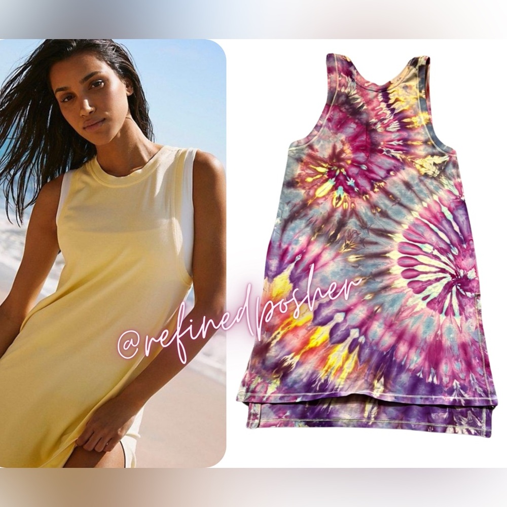 Free People Movement Hot Shot Tunic Tank size Small NEW Yellow Tie Dye